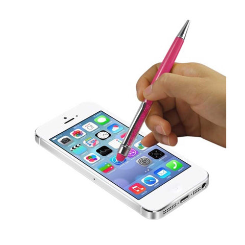 REIKO CRYSTAL STYLUS TOUCH SCREEN WITH INK PEN IN PINK