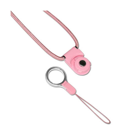 REIKO LONG LANYARD STRAP WITH CLIP IN PINK