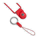 REIKO LONG LANYARD STRAP WITH CLIP IN RED