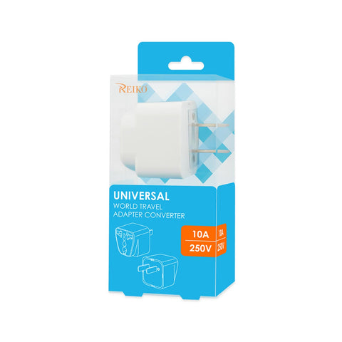 REIKO UNIVERSAL EUROPE EU / UK / AU TO US TRAVEL PLUG POWER ADAPTER CONVERTER IN WHITE
