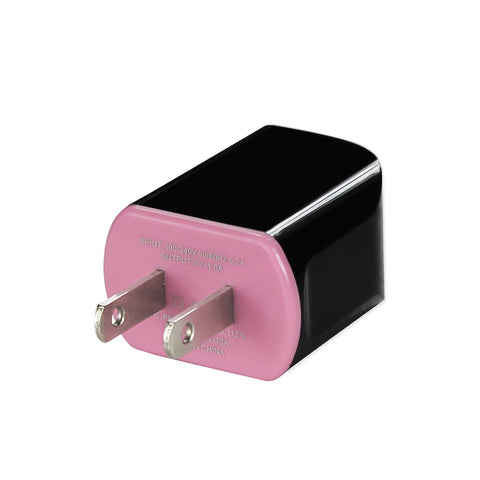 REIKO 1 AMP PORTABLE TRAVEL USB ADAPTER IN PINK BLACK