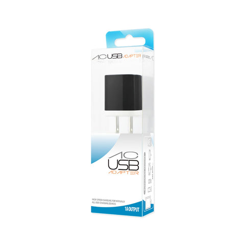 REIKO 1 AMP WALL USB TRAVEL ADAPTER CHARGER IN BLACK