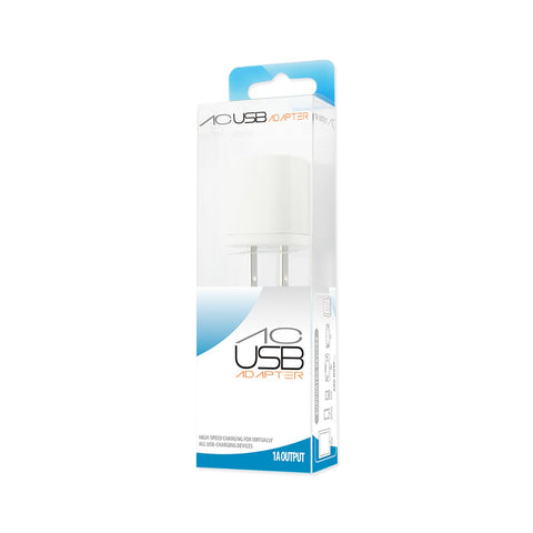 REIKO 1 AMP WALL USB TRAVEL ADAPTER CHARGER IN WHITE