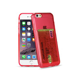 REIKO IPHONE 6 PLUS REIKO SEMI CLEAR CASE WITH CARD HOLDER IN CLEAR RED