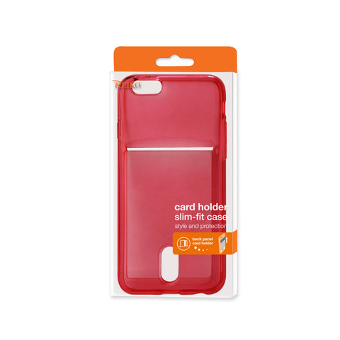 REIKO IPHONE 6 PLUS REIKO SEMI CLEAR CASE WITH CARD HOLDER IN CLEAR RED