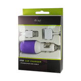 REIKO IPHONE 4G 1 AMP USB CAR CHARGER WITH CABLE IN PURPLE