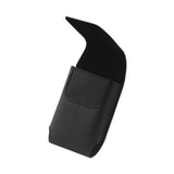 VERTICAL LEATHER POUCH XXL SIZE-BLACK WITH LOGO INNER SIZE: 5.12X2.91X0.94INCH