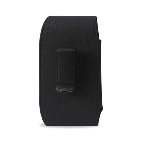 VERTICAL LEATHER POUCH XXL SIZE-BLACK WITH LOGO INNER SIZE: 5.12X2.91X0.94INCH