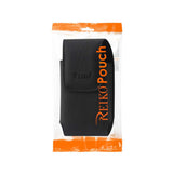 VERTICAL LEATHER POUCH XXL SIZE-BLACK WITH LOGO INNER SIZE: 5.12X2.91X0.94INCH