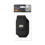 REIKO LEATHER VERTICAL POUCH SMALL SIZE WITH METAL REIKO LOGO IN BLACK (3.55X1.75X0.92 INCHES)