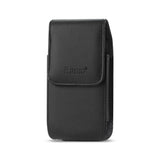 VERTICAL LEATHER POUCH M SIZE WITH MEGNETIC AND BELT CLIP IN BLACK (3.5X2.05X1.1 INCHES PLUS)