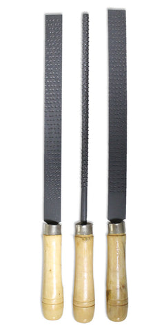 8"long, 3 Piece Wood Rasp File Set With Wooden Handles  (Hawk: F-76300)