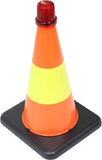 Hawk 8 Inch Orange Safety Cone with Reflective Strip and Flashing Light :(Units= 5)