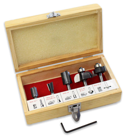 5 Pc Straight Tip Router Bits Set  (ToolUSA: TJ03-06415)