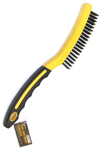 13.5" Steel Bristle Brush, Rubberized Comfort Grip Handle : ( Pack of  2 Pcs)  (ToolUSA: TU8829-Z02)