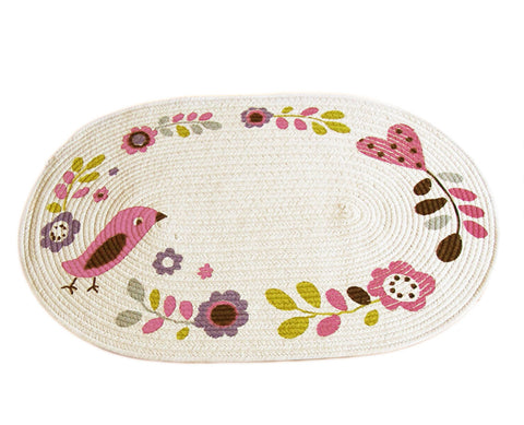 Bedroom Carpet Kitchen Bathroom Non-slip Cotton Door Mat (50x76cm, Flowers)