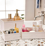 13.8x10.4x6.2cm White Makeup Case Jewelry Organizer Office Supplies Holder Bin
