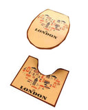 Fiber Bathroom Rug Set Toilet Decor Supply 2 Pieces Mat/Lid Cover