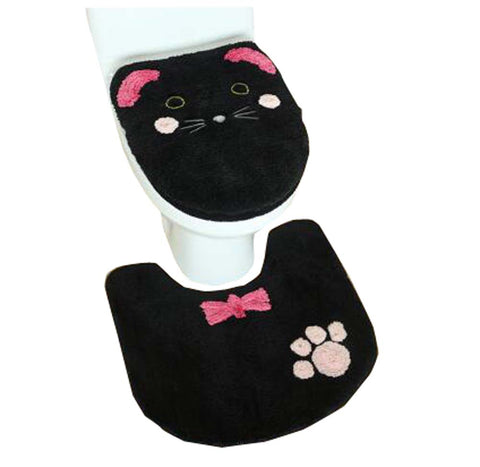 Cute Cat Fiber Home Bathroom Decor Supply 3 Pieces Closestool Accessory