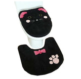 Cute Cat Fiber Home Bathroom Decor Supply 3 Pieces Closestool Accessory