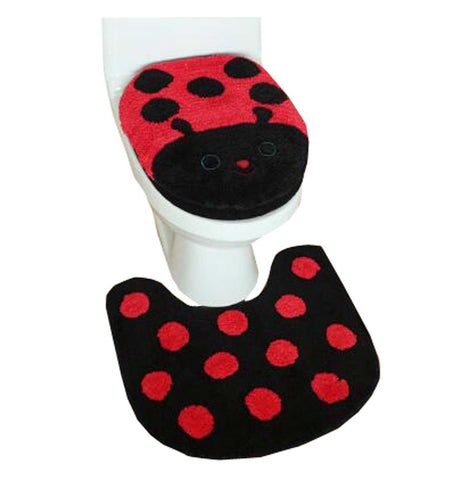 Durable Bathroom 3 Pieces Toilet Accessory Set [Ladybird]