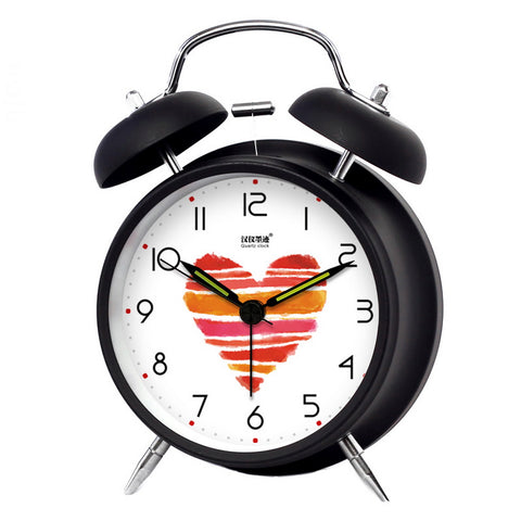 Modern Alarm Clock Decorative Clocks Mechanical Bedside Clock Love Black
