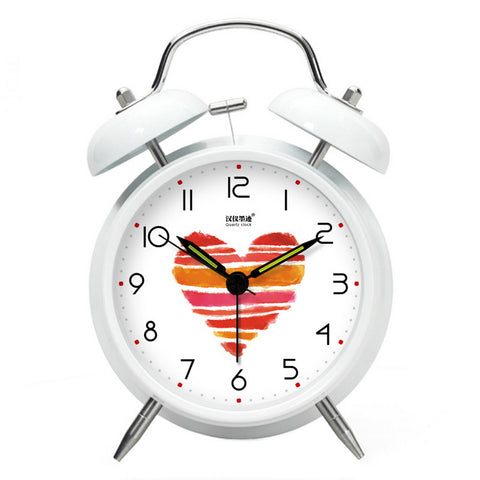Modern Alarm Clock Decorative Clocks Mechanical Bedside Clock Love White