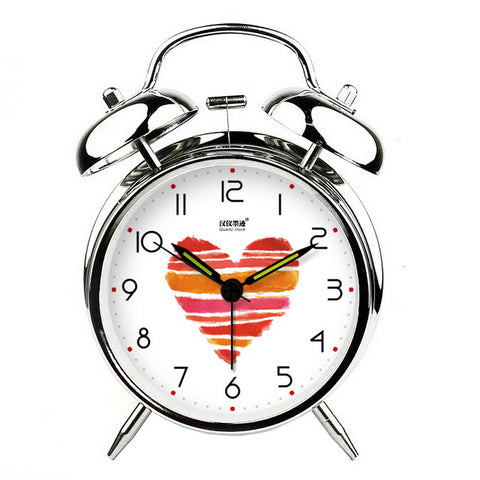 Modern Alarm Clock Decorative Clocks Mechanical Bedside Clock Love Silver