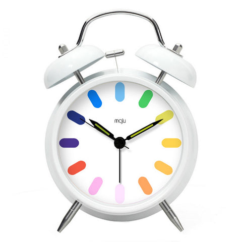 Modern Alarm Clock Colorful Decorative Clocks Mechanical Bedside Clock White