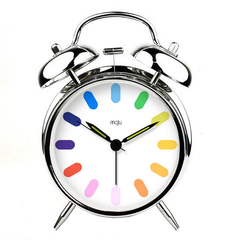 Modern Alarm Clock Colorful Decorative Clocks Mechanical Bedside Clock Silver