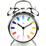 Modern Alarm Clock Colorful Decorative Clocks Mechanical Bedside Clock Silver