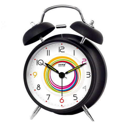 Alarm Clock Colorful Circle Decorative Clocks Mechanical Bedside Clock Black