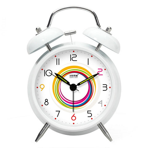 Alarm Clock Colorful Circle Decorative Clocks Mechanical Bedside Clock White