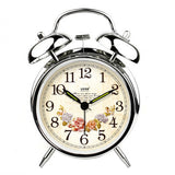 Alarm Clock Rural Style Decorative Clocks Mechanical Bedside Clock Silver
