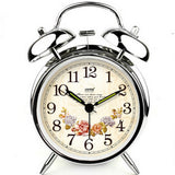 Alarm Clock Rural Style Decorative Clocks Mechanical Bedside Clock Silver