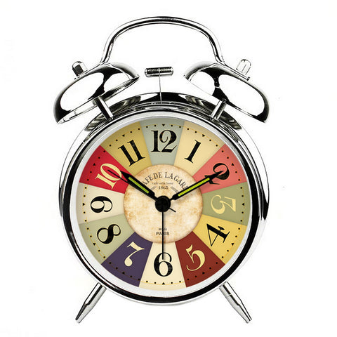Classical Alarm Clock Creative Decorative Clocks Mechanical Bedside Clock Silver