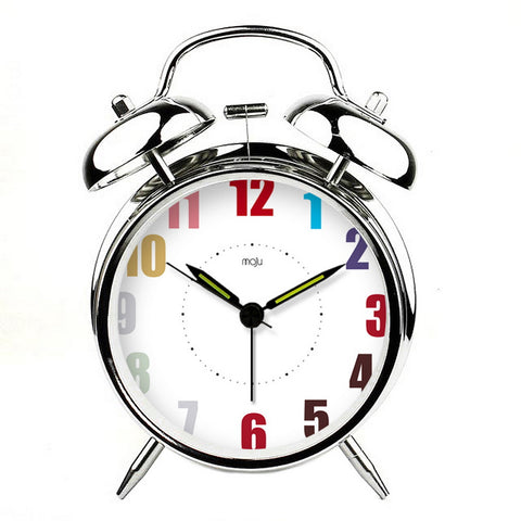 Alarm Clock Fashionable Decorative Clocks Mechanical Bedside Clock Silver