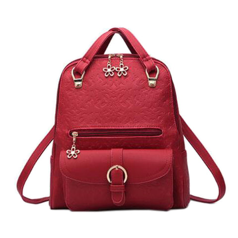 Elegant Backpack Shoulder Bag School Fashion Backpack For Ladies, Wine Red