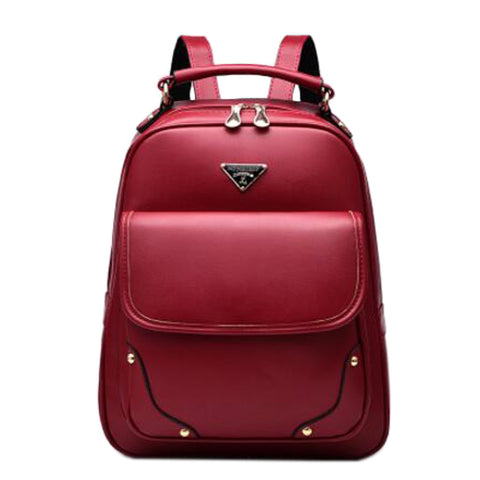 Girls Fashionable Backpack Elegant Shoulder Bag School Backpack, Wine Red
