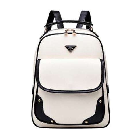 Girls Fashionable Backpack Elegant Shoulder Bag School Backpack, White-black