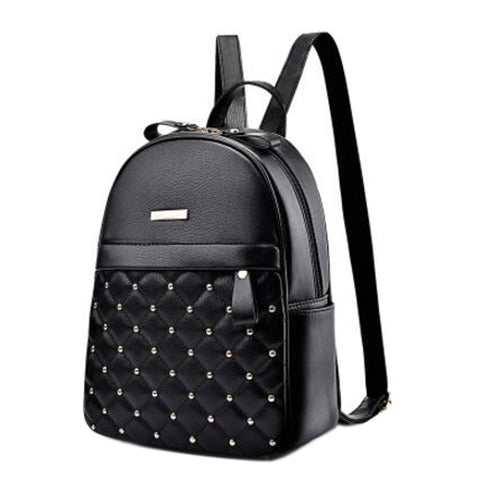 Stylish PU Leather Backpack Elegant Shoulder Bag School Backpack For Girls, Black