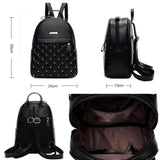 Stylish PU Leather Backpack Elegant Shoulder Bag School Backpack For Girls, Black