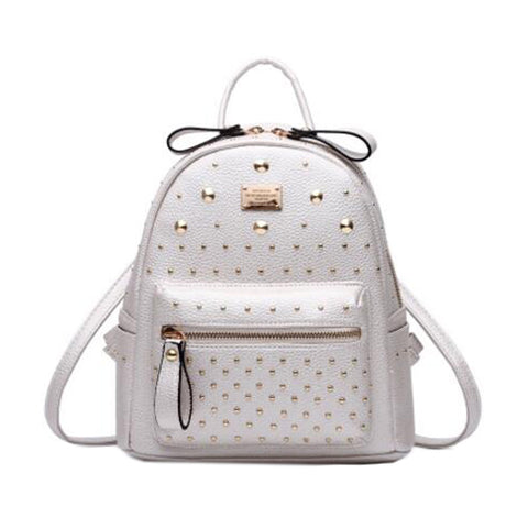 Girls Stylish Outdoors Backpack Elegant Shoulder Bag School Backpack, Cream