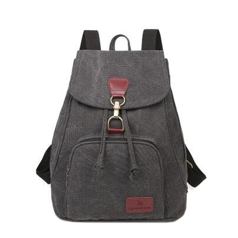 Stylish Canvas Backpack Shoulder Bag School Backpack For Girls, Black