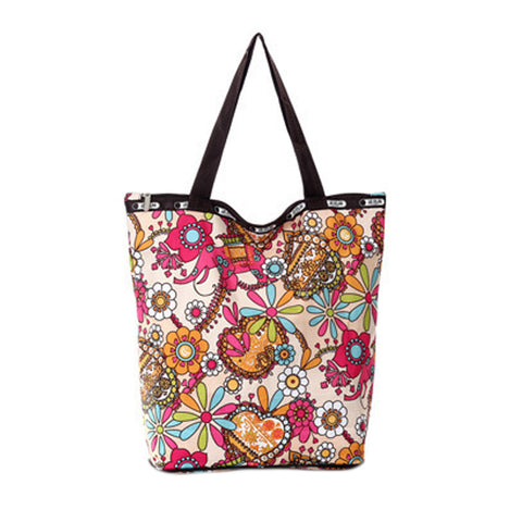 Reusable Grocery Tote Bag Expandable Shopping Bags Folding Bag Flower
