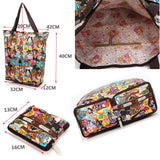 Reusable Grocery Tote Bag Expandable Shopping Bags Folding Bag Giraffe