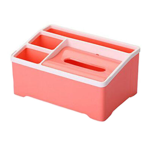 Multifuction Tissue Box Remote Control Holder Desk Organizer Home / Office, A