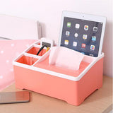 Multifuction Tissue Box Remote Control Holder Desk Organizer Home / Office, Blue