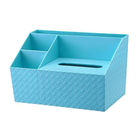 Multifuctional Tissue Box Storage Organizer Ipad Remote Control Holder, Blue