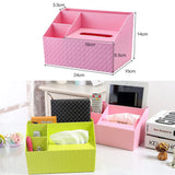 Multifuctional Tissue Box Storage Organizer Ipad Remote Control Holder, White